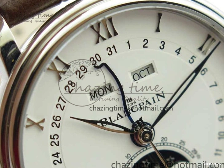 0321 Villeret 6654 SS Complicated Function OMF 1:1 Best Edition White Dial on Brown Leather Strap A6654 V Popular 7904